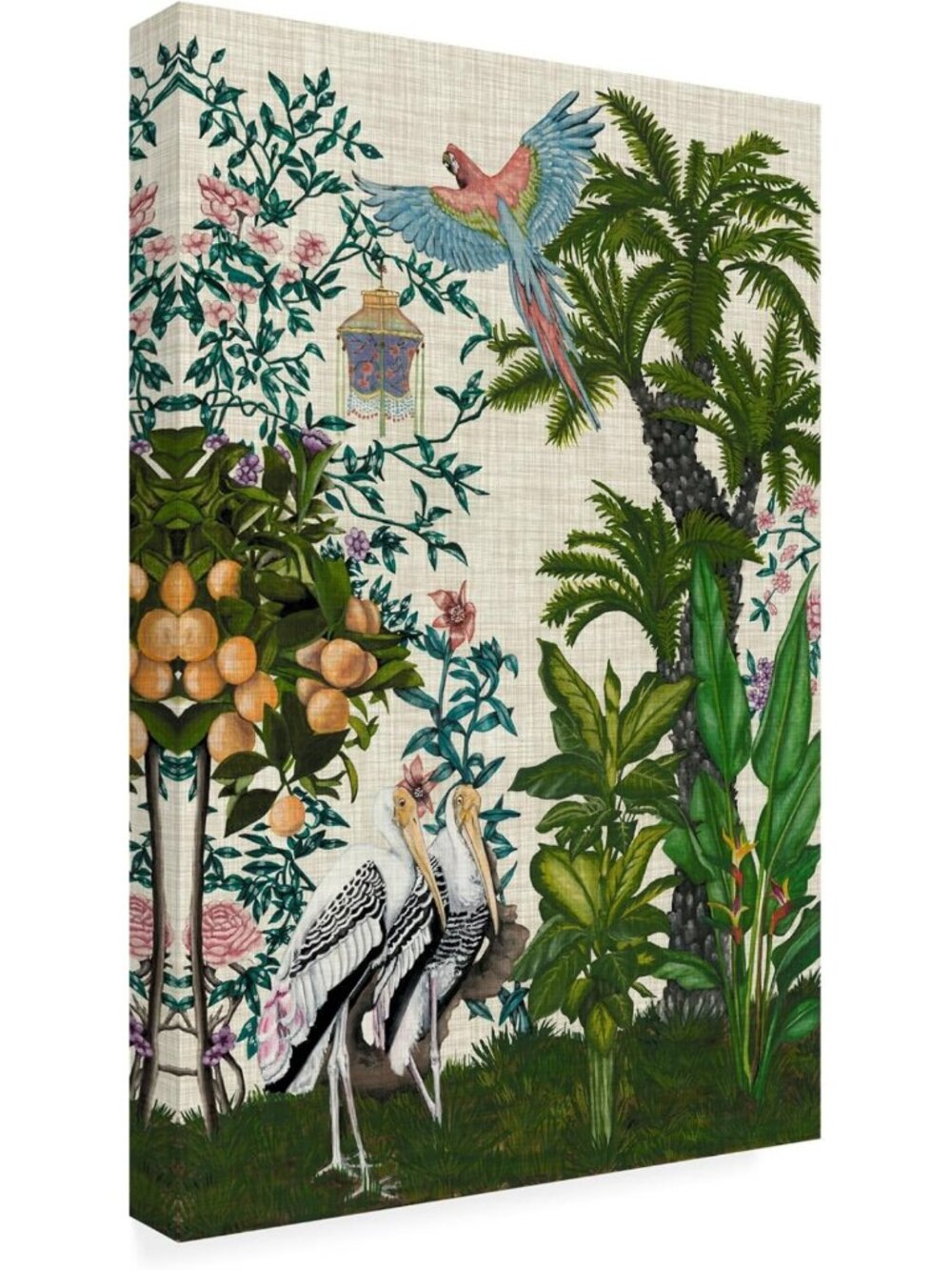 Chic Chinoiserie Canvas Art - 'Paradis II' - 24x16 Wall Decor for Home